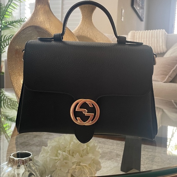 GUCCI Dollar Calfskin Interlocking
GG Top Handle Shoulder Bag Black authentic - Picture 15 of 16